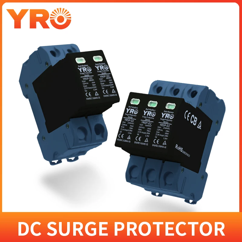 

DC SPD 2P 3P 20-40KA 600V 800V 1000V Surge Protective Device Low-voltage Arrester House din rail 2 Poles Protector YRSP-D12/T1T2