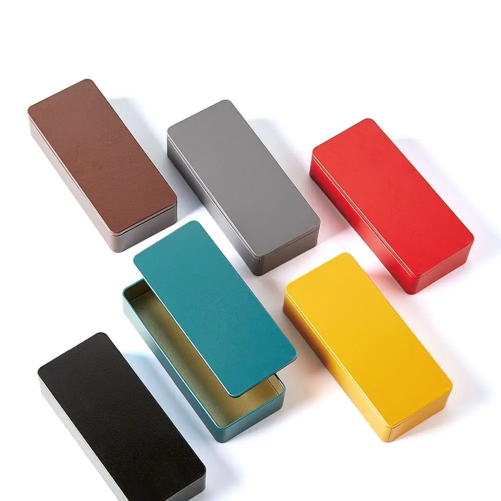 

Metal Rectangular Storage Box Container with Lid Small Tin Boxes Empty Containers Silver Tinplate Candy Pill Case Organizer 1 Pc