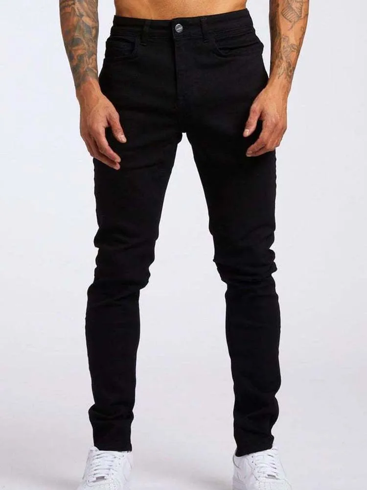 Y2k Slim Men's Jeans Korean Streetwear Elastic Brand Clothing High Street Fashion Business Casual Black Pants Aesthetic Autumn