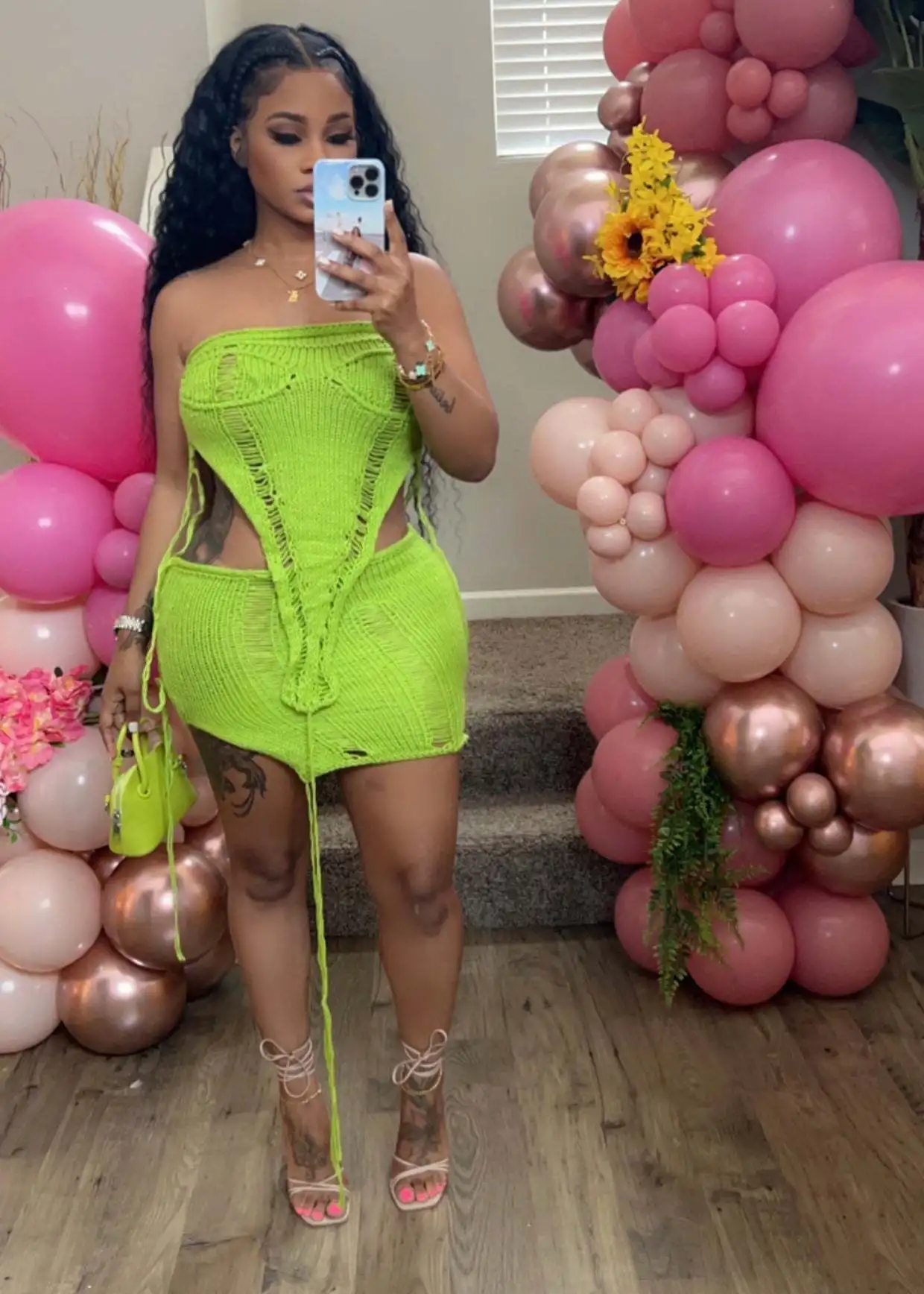 Summer Knitted Hole 2 Piece Set Women Sexy String Off the Shoulder Crop Top and Mini Skirts Skinny Club Outfits Beach Wear Suits