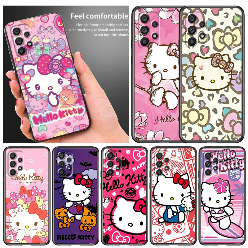

Sanrio Hello Kitty Cute Phone Case For Samsung A73 A72 A71 A54 A53 A52 A51 A42 A33 A32 A23 A22 A21S A13 A04 A03 5G Black