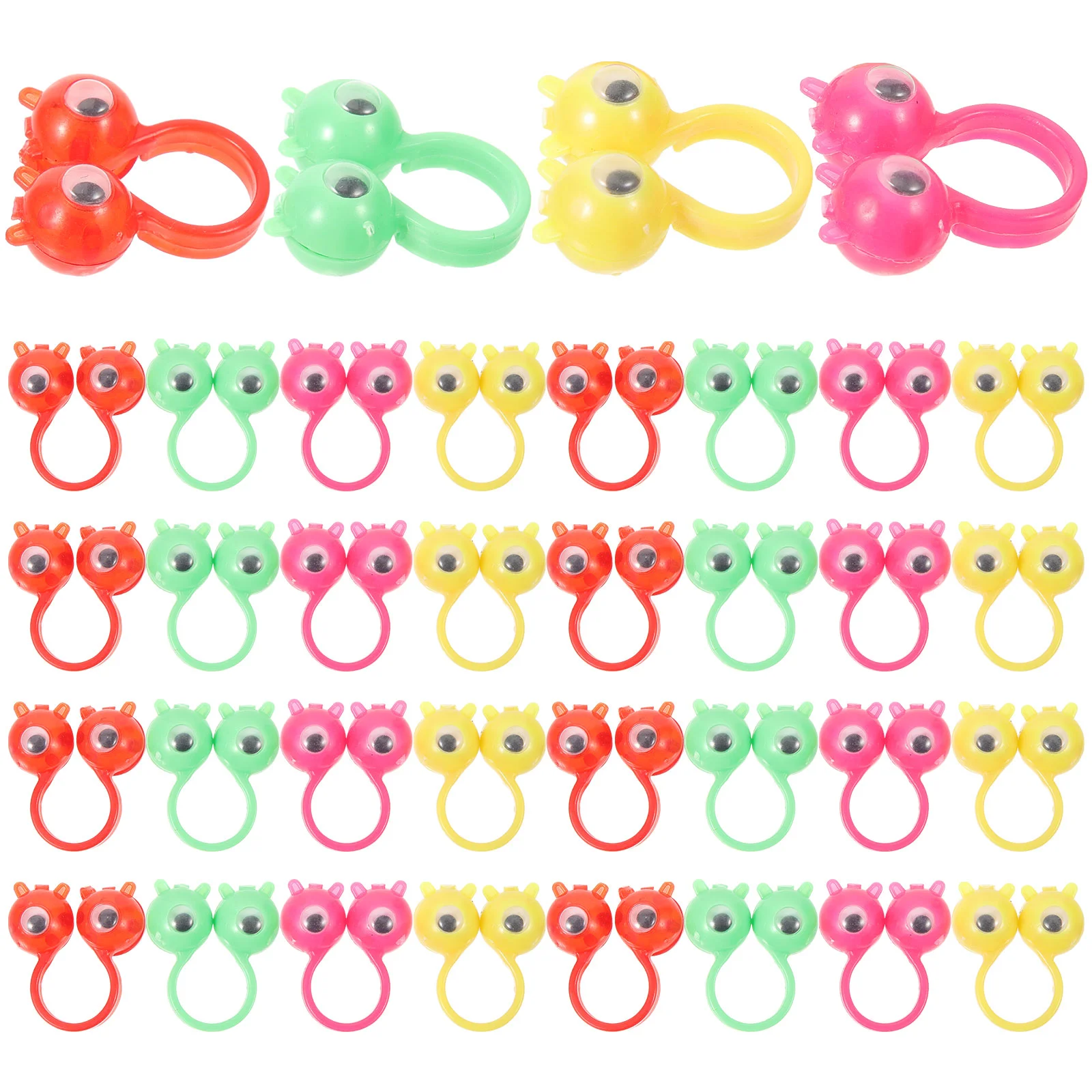 

50 Pcs Plastic Eye Ball Ring Funny Eyeball Puppet Eyeballs Toy Rings Plaything