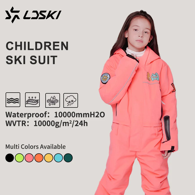 LDSKI Kids Ski Jumpsuit Waterproof Windproof Breathable Warm Children Winter Outdoor Sports Snowboarding Boy Girl One-Piece Suit