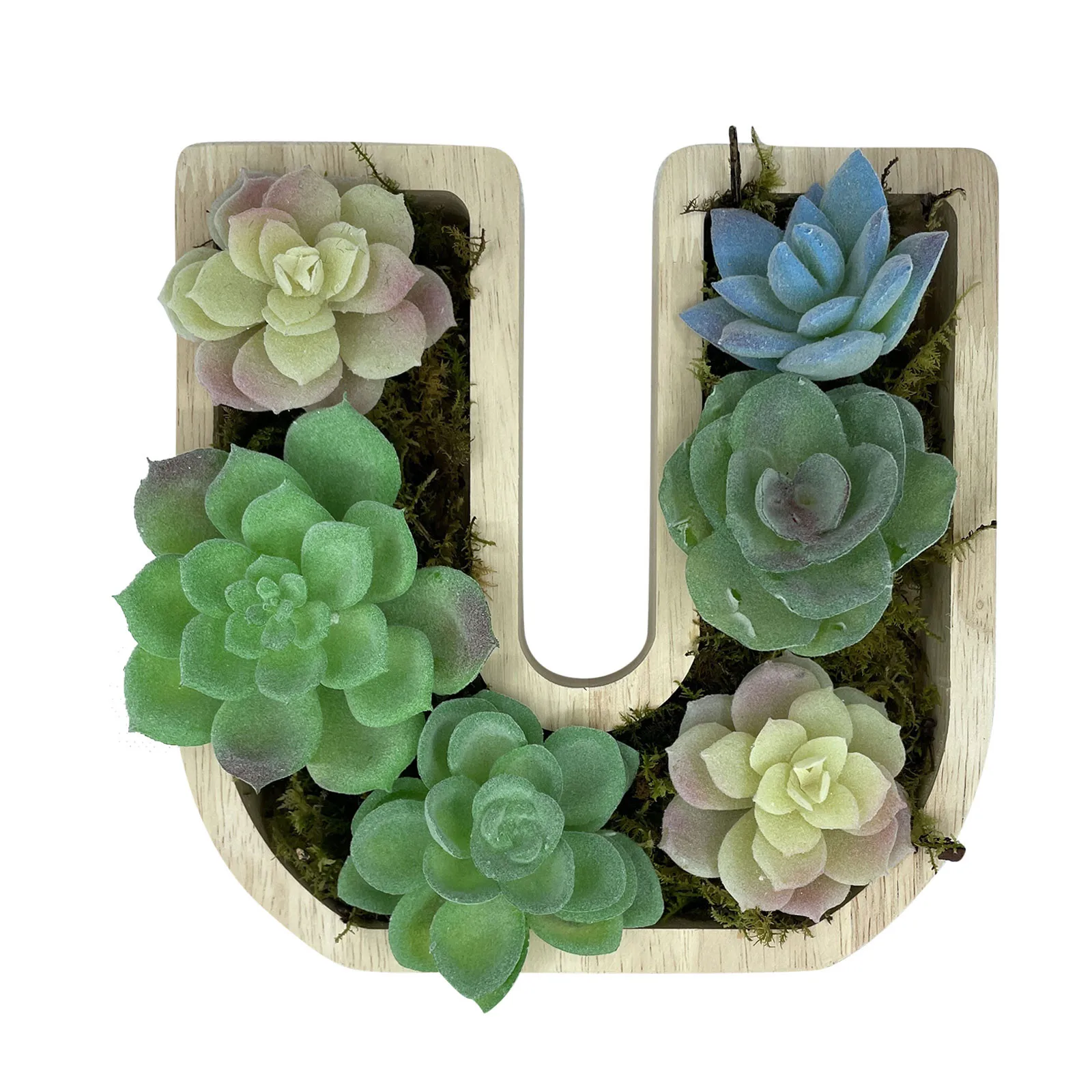 

Creative Wooden Letter Shaped Wall Mounted Decorative Ornaments Succulent Container Wooden Craft Ornaments