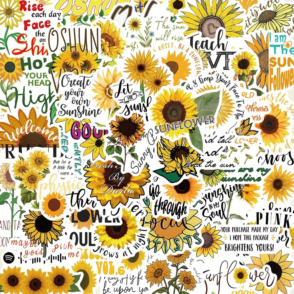 

10/30/50 шт., водонепроницаемые наклейки «подсолнухи»