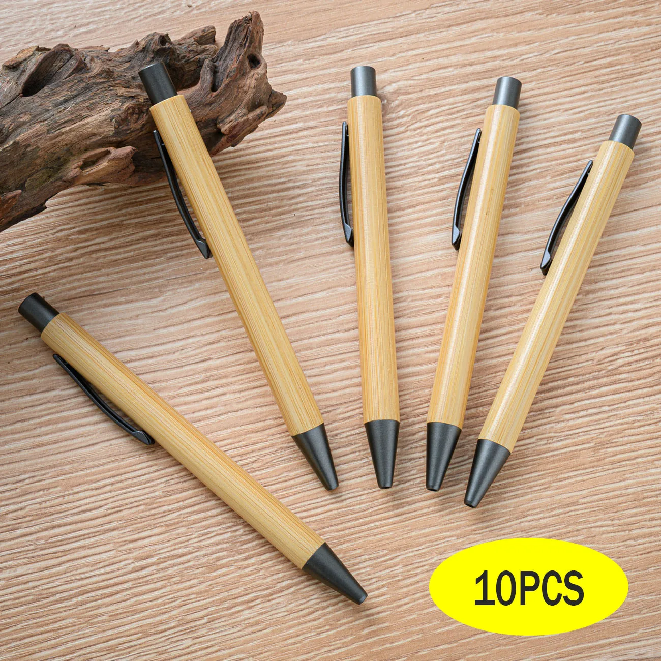 

Ручка для подписей из массива дерева, креативная бамбуковая вращающаяся шариковая ручка, черная подарочная ручка, деловая ретро-ручка, 10 шт.