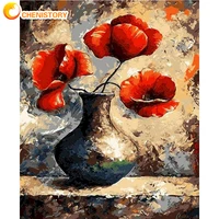 chenistory frame painting diy crafts oil painting by numbers red flower picture on canvas coloring by numbers home decor