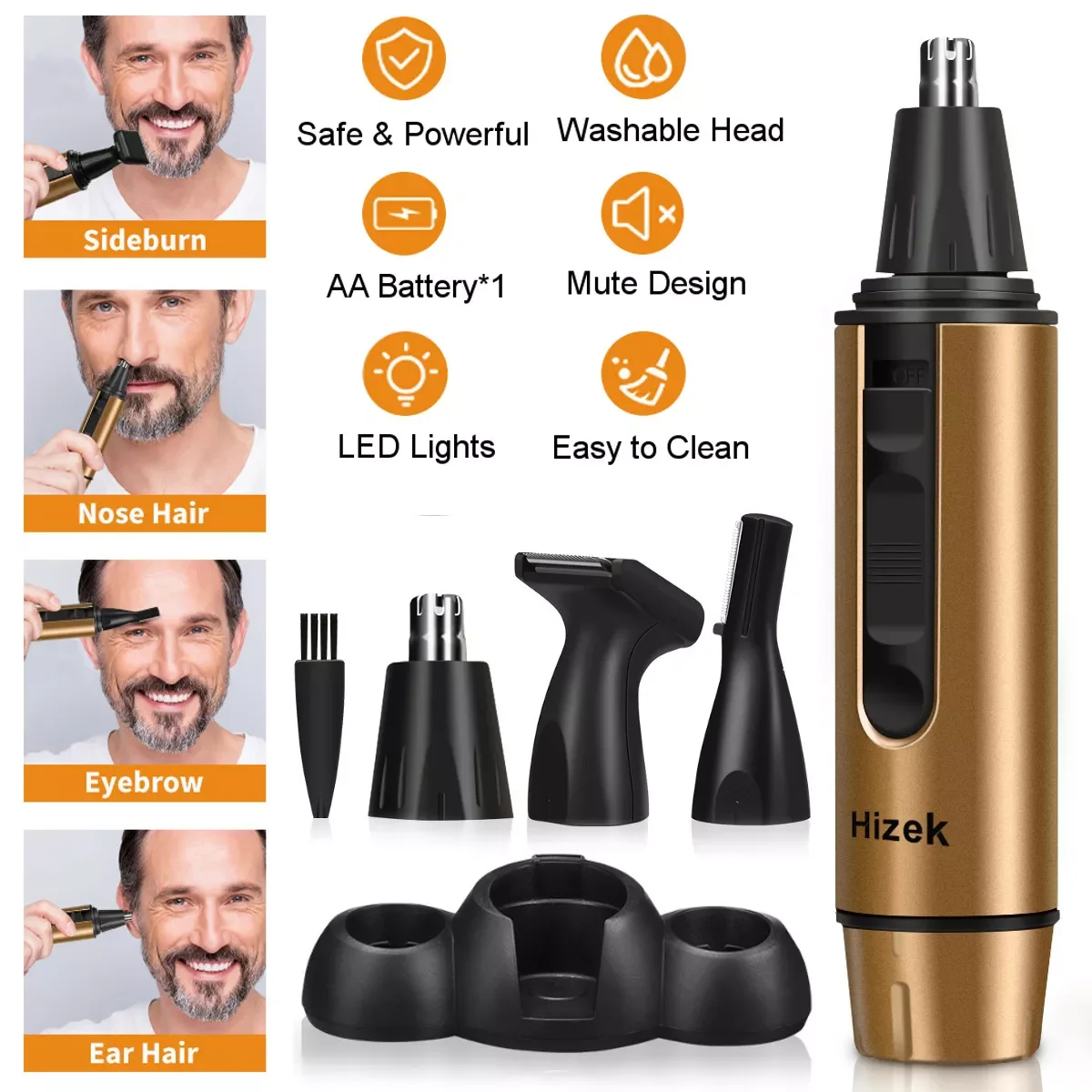 Professional Painless Waterproof Ear Nose Hair Trimmer Eyebrow Trimmer Facial Hair Remover Mustache Trimmer Clipper Grooming