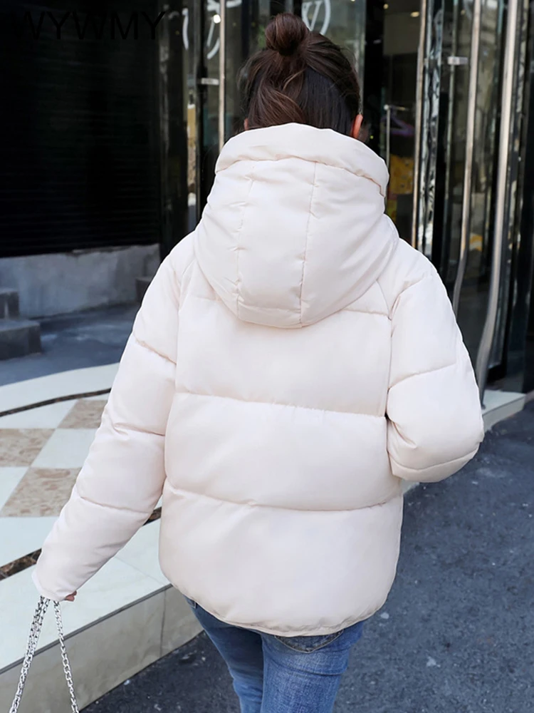 WYWMY Winter Coat Parkas Women Clothing Korean Version Thick Warm Cotton Jacket Slim Thickening Hooded Women's Cotton Coat