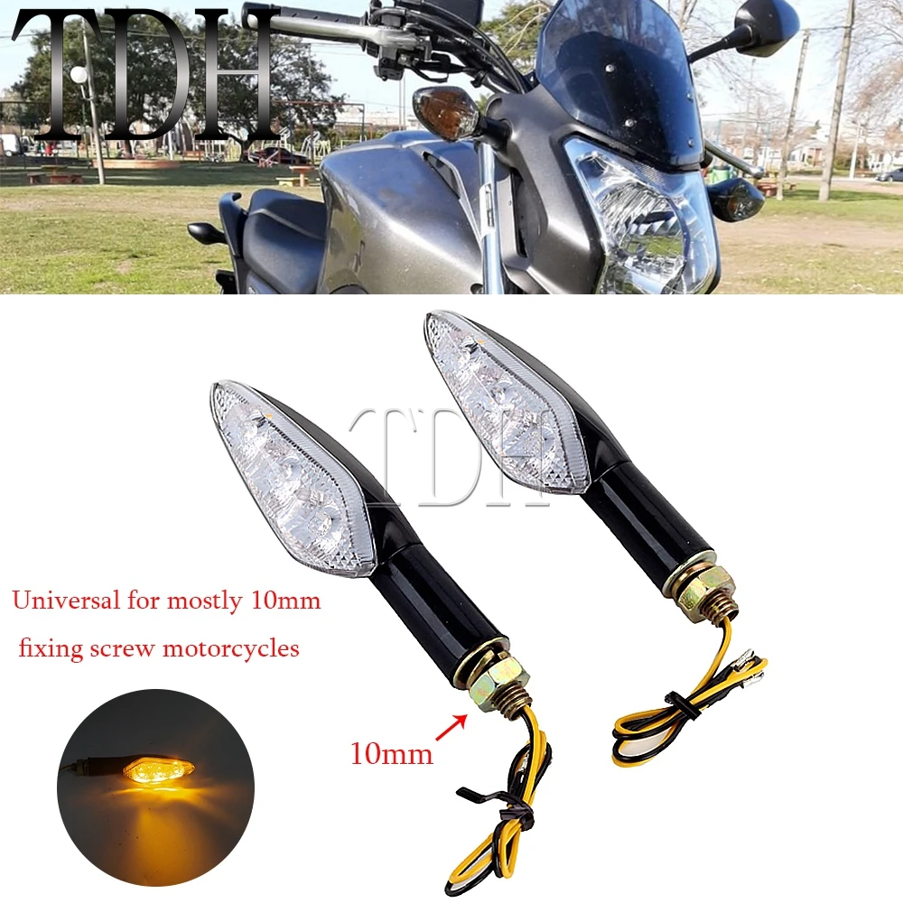

10mm Turn Signals For Honda CB650 CB500 NC750 CB400SF CB1300 Vt750 Yamaha Kawasaki Suzuki Dirt Bike Motocross Turn Signal Light