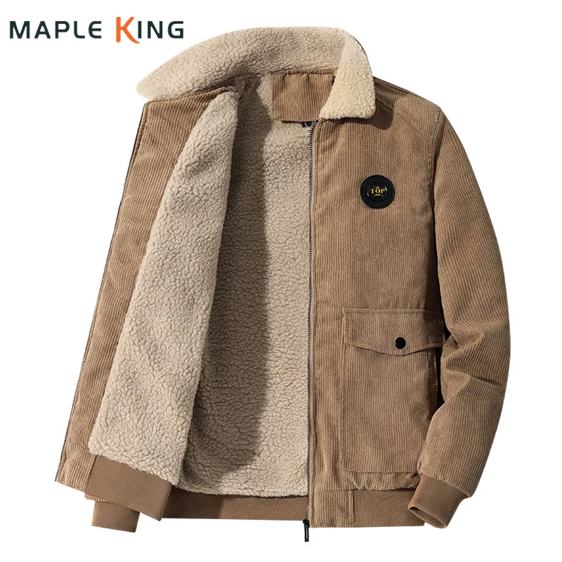 

Warm Winter Jacket Men Fleece Lambswool Coat Vinatge Corduroy Military Tactical Parka Workwear for Mens Cargo Bomber Jackets 5XL