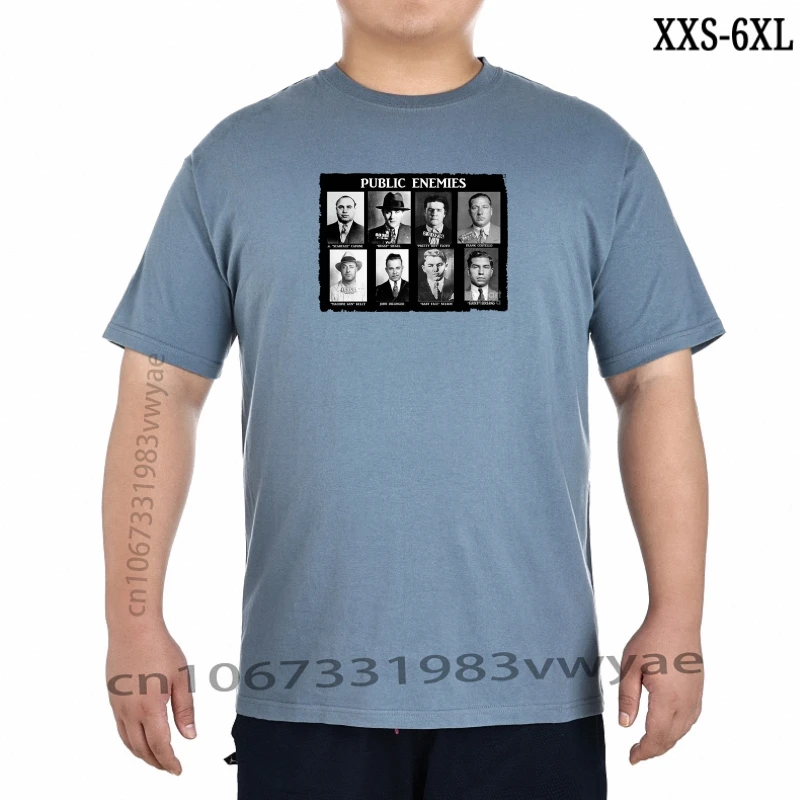 

Новинка 2023, модная мужская футболка из чистого хлопка с короткими рукавами в стиле хип-хоп, футболка с изображением государственных врагов, Al Capone Scarface, Мужская футболка