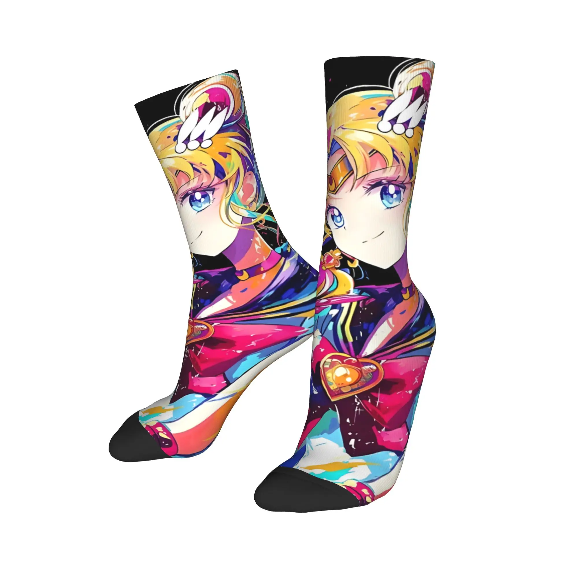 Фото Забавные носки Bandai Moonlight Power Sailor Moon In Her Element, винтажные качественные мужские носки с принтом, мужские носки с оригинальным рисунком №2