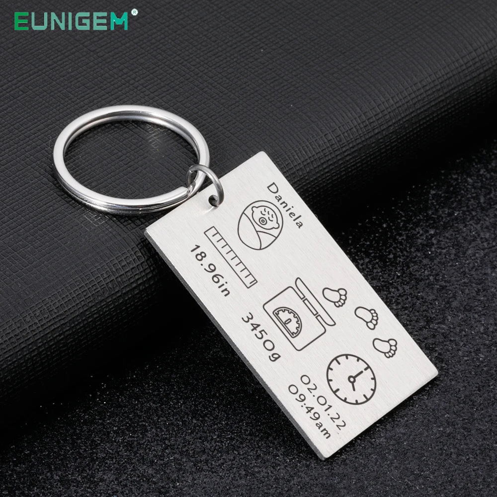 

Baby Keychain Personalized Customized Name Engraved Keychains Lovely Birthday Christmas Gifts for New Mom Dad Key Rings