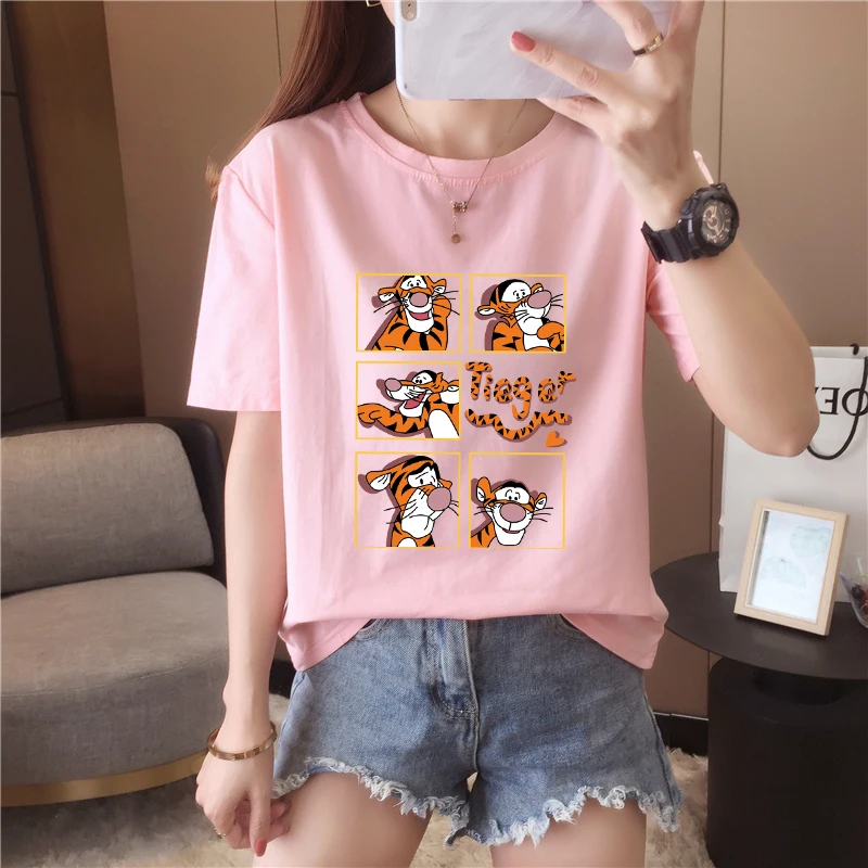 

Women's Korean Version Summer Round Neck Short Sleeve T-shirt Cartoon Graphic Tee Harajuku Shirt Women Tshirts Dropshipping