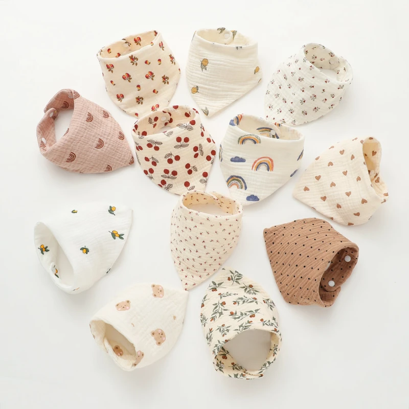 

Baby Bibs Bandana Muslin Drooling Bib for Infant 0-1Year Baby Teething Soothe Towel High Absorbent Stylish Floral Bib Dropship