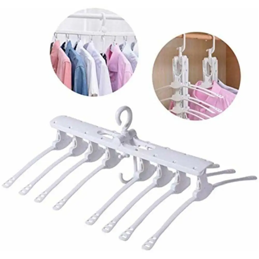 

Cabide Organizador 8 Camisas Camisetas Retrátil Dobrável Cabideiro Guarda Roupas