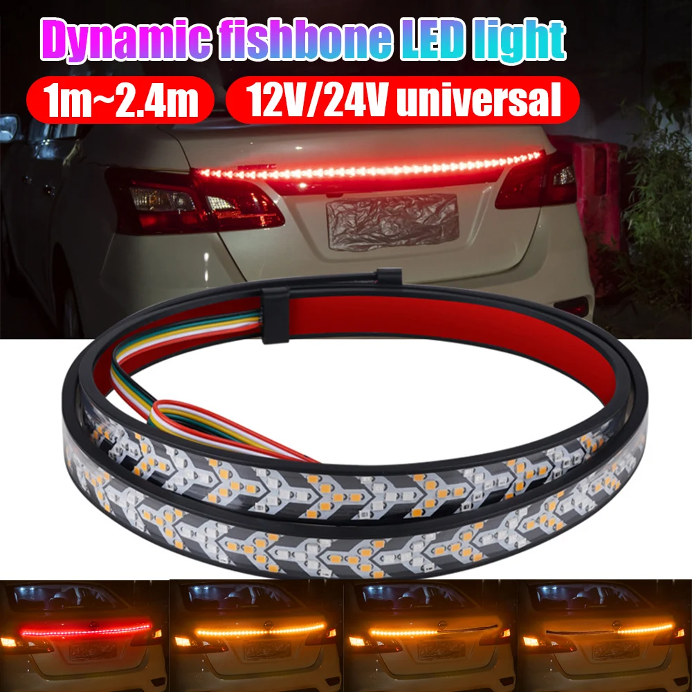 

12V 24V Car Brake Turn Signal Trunk Flexible Red Amber Pickup LED Strip Light Tail Reverse Light For Jeep Cargo Pickup SUV