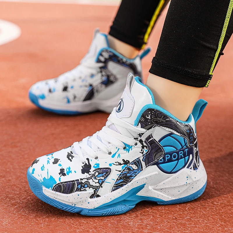 Brand Kids Sneakers Boys Basketball Shoes for Children High To Help Shockproof Kids Sport Shoes Boy Non-slip Basketball Shoes