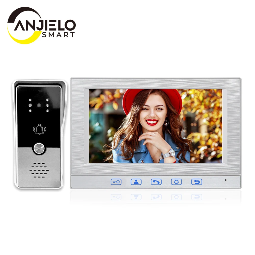 7 Inch Video Intercom Doorbell System with Night Vision Waterproof Outdoor Doorbell for Home Control Unlock Monitor Panel