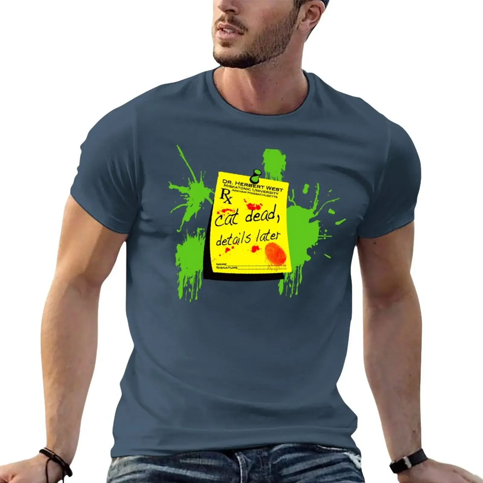 ReAnimator Cat Dead детали позже наклейка футболка Симпатичные топы простая одежда для