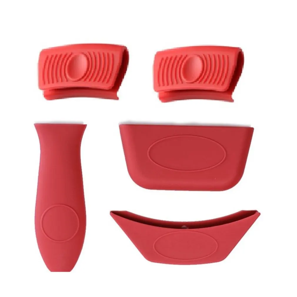 

Кухонная Силиконовая ручка для кастрюль с теплоизоляцией, 5 шт., съемный вспомогательный кронштейн, нескользящая прочная ручка, экономит ме...