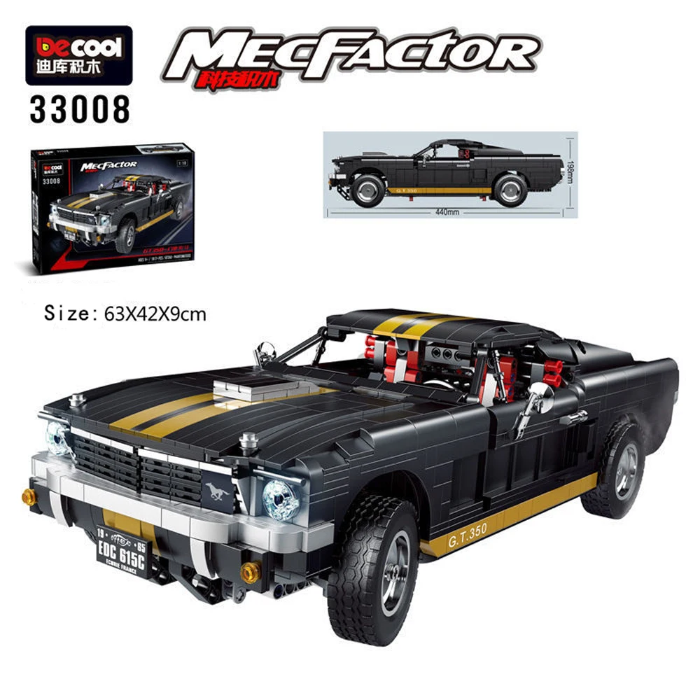 

Technical Champion MOC Racing GT 350-H Ford Mustang Muscle Car Building Blocks Assembly Vehicle Model Toys Bricks Boy Adult Gift