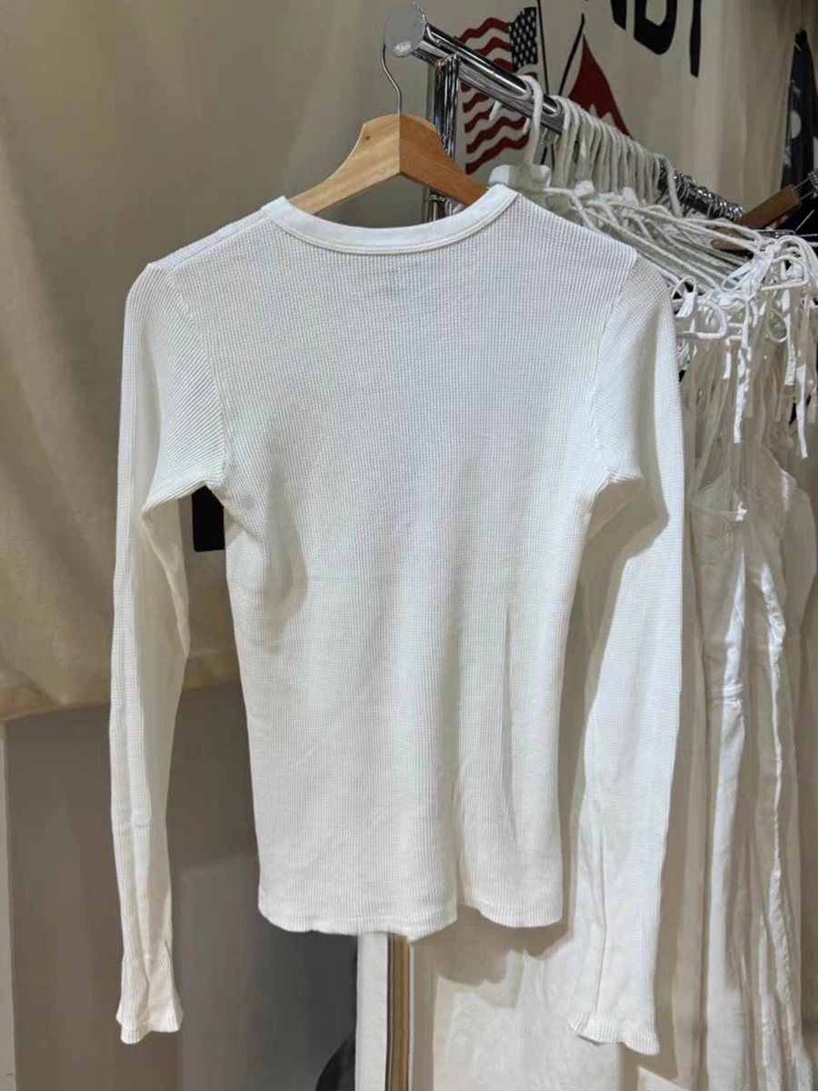 Cowboys 33 Вафельная футболка с длинным рукавом Женская осенняя хлопковая тонкая