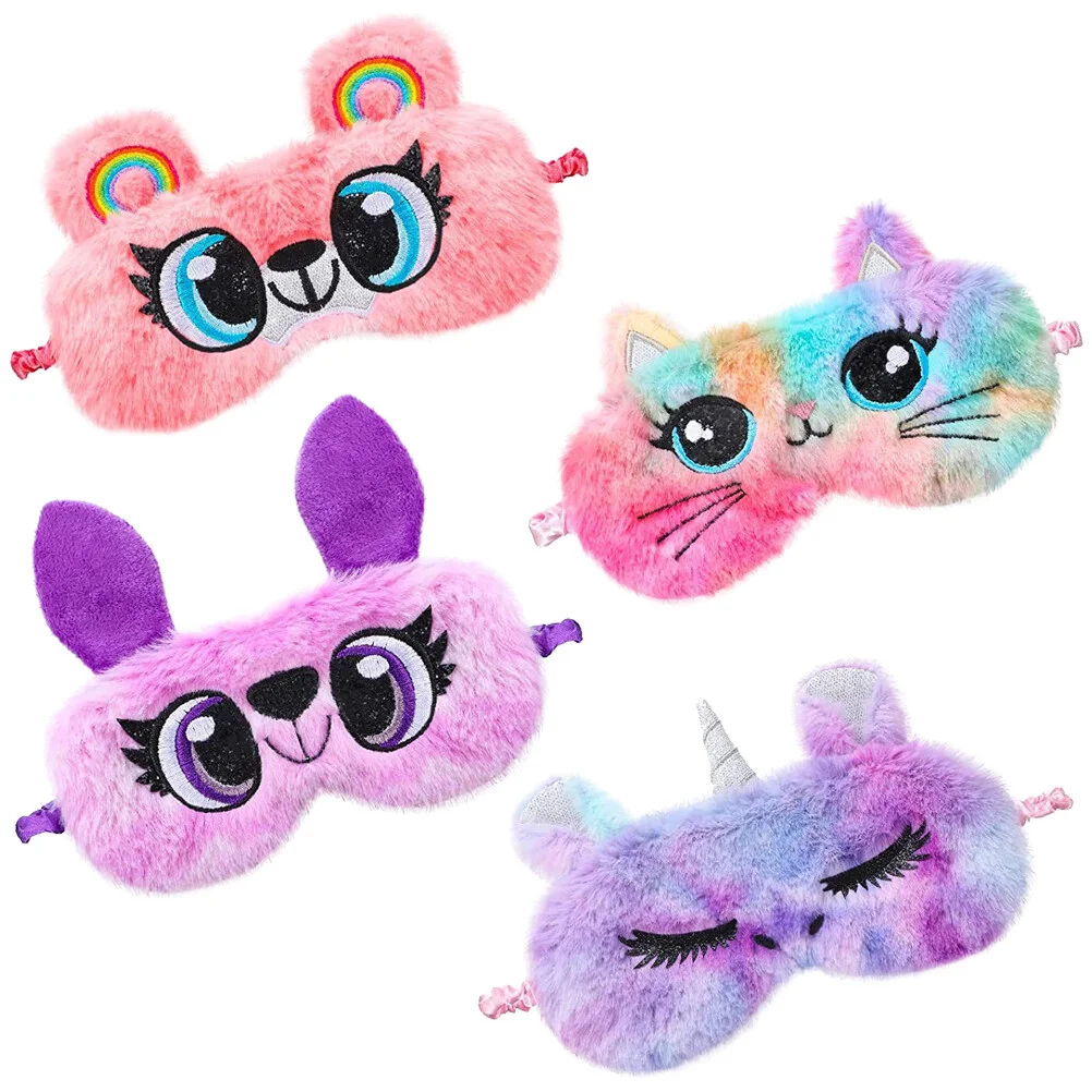 

4 Pcs Plush Eye Mask Shades Sleep Multifunction Cartoon Blindfold Animal Unicorn Lovely Lively Sleeping Shading Child