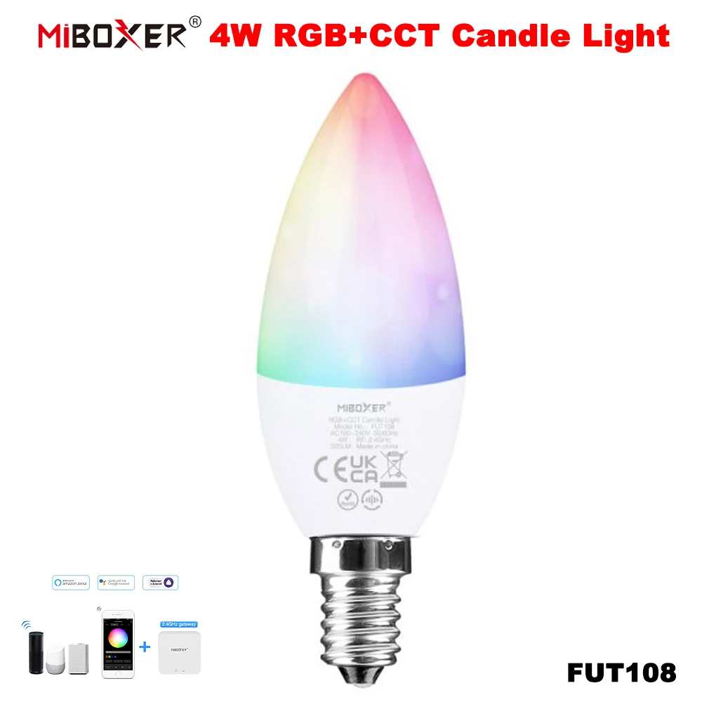 Miboxer FUT108 E14 Умная Светодиодная Лампа 4 Вт RGBCCT Цветовая Температура Регулируемая