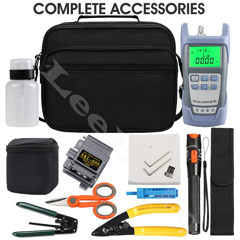 16Pcs/lot Fiber Optic FTTH Tool Kit with SKL-60S Fiber Cleaver Optical Power Meter 10mw Visual Fault Locator Wire Stripper