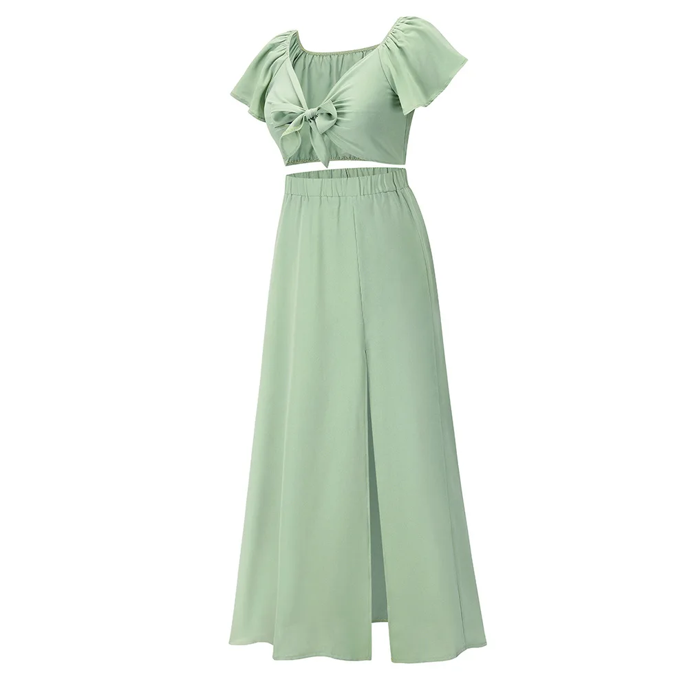 Женский комплект из двух предметов шифоновый топ на бретельках и юбка с высокой