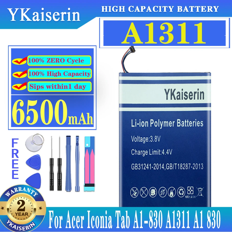 

YKaiserin New High Quality 6500mAh A1311 Battery for Acer Iconia Tab A1-830 A1311 A1830 Tablet PC Batterij