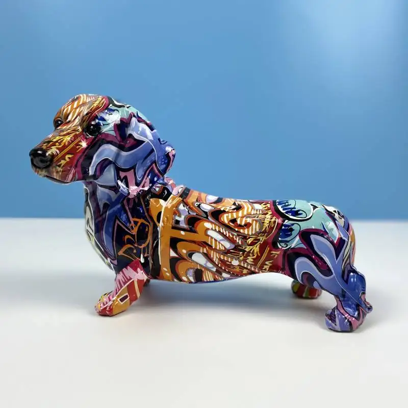 

Simple and Colorful Dachshund Resin Ornaments Water Transfer Crafts Home Living Room Bedroom Desktop Decorations Home Decor Uniq