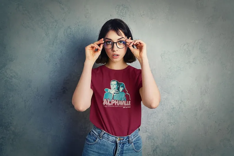 Майка Alphaville — Camiseta de la Project Jean-Luc Godard Película negra estilo ficción los años 60 Clásico del c