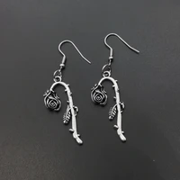 fashion parts gothic punk earl flowers dark wild rose zinc alloy dangle earrings for women fahion jewelry wholesale