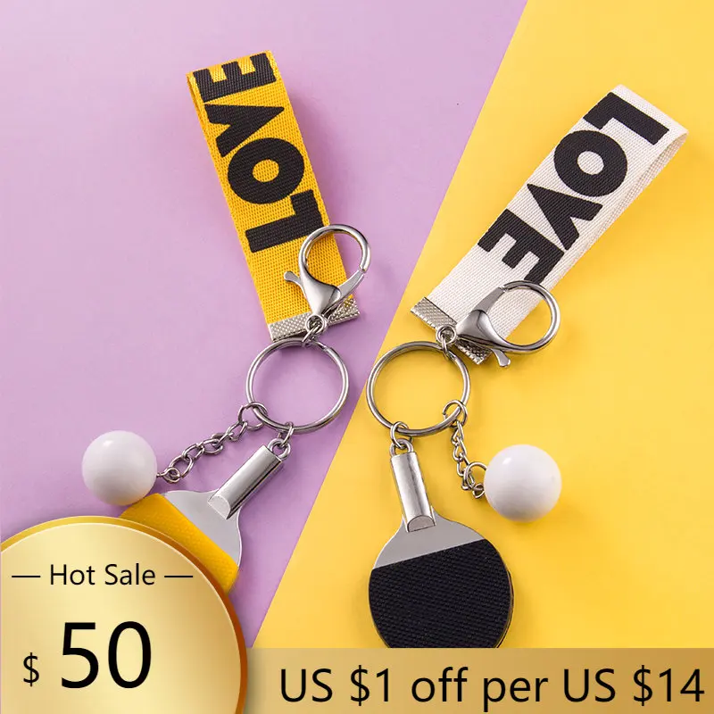 

Creative Table Tennis Bat Keychains Cute Keepsake Pendant Car Keyring for Women Girl Bag Airpods Key Chains Phone Charm Gift