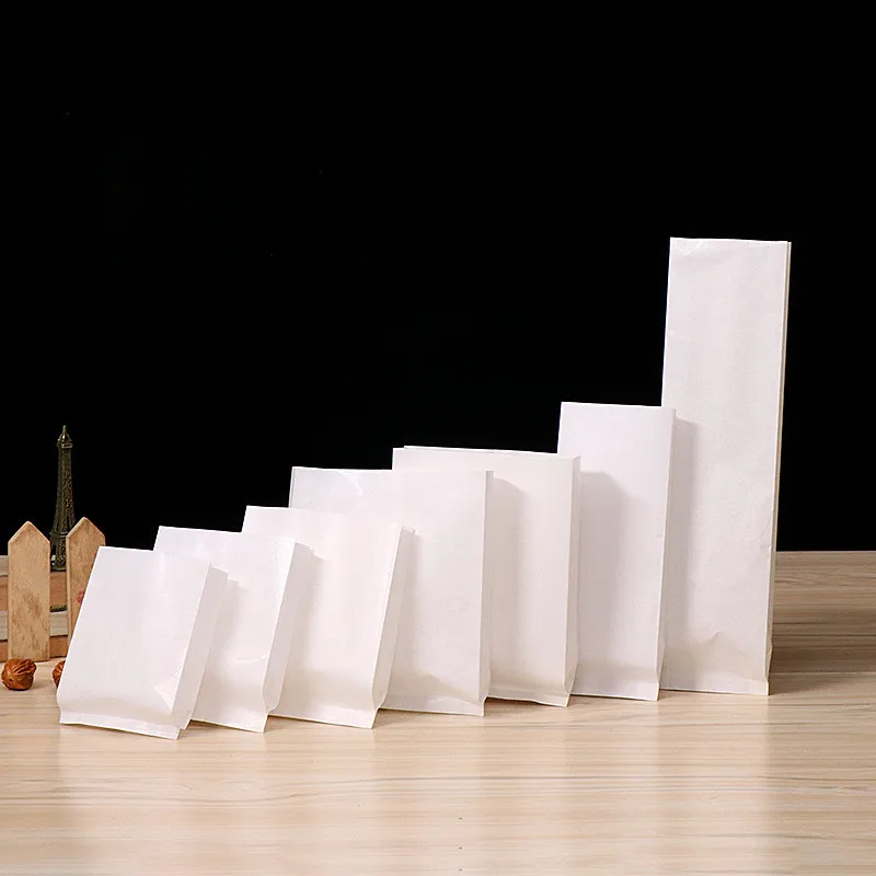 

100Pcs White Kraft Paper Universal Packaging Baking Cake Bread Oil-proof Disposable Food Takeaway Bags