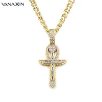 vanaxin hip hop cross pendant for men women iced out with cross pendant necklace chain gold color homme jewelry gift