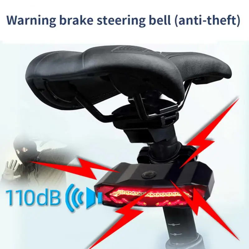 

USB Bike Light Wireless Remote Control Rear Lamp Red/Blue Flash Turning Signal Safety Warning Taillight