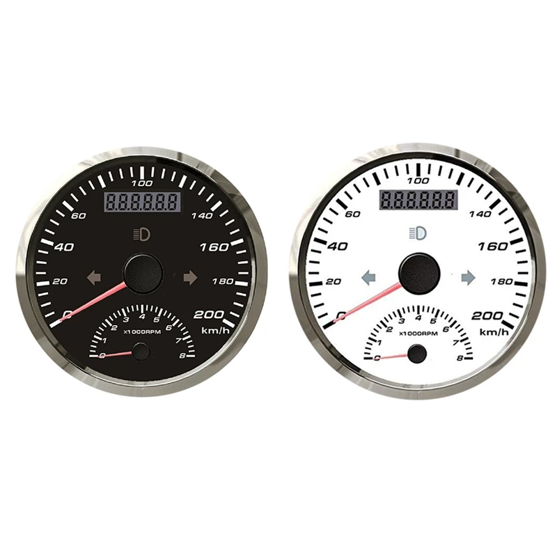 

85MM GPS Marine Speedometer 200KM/H Tachometer with White Backlight Suitable for Yachts Ships Motorcycles Car