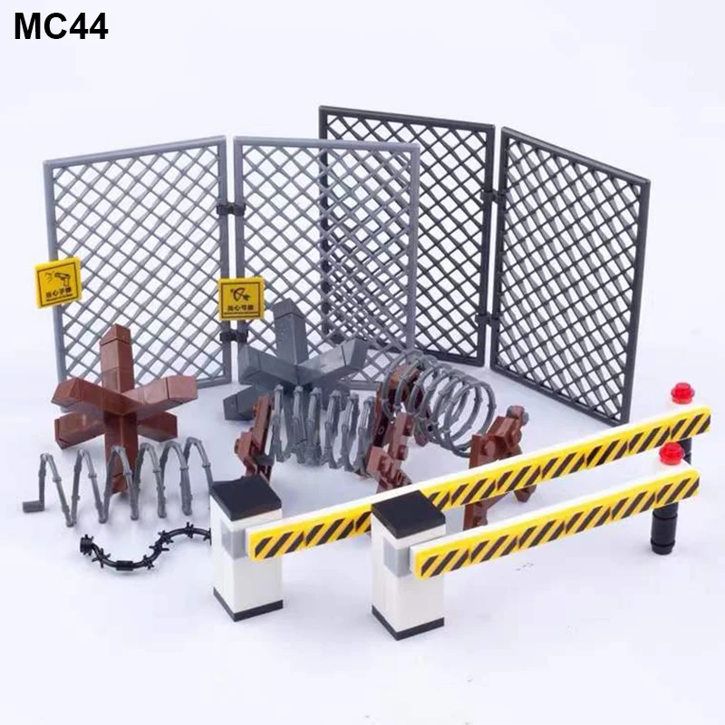 

City military Scene Accessory Military Base Barbed wire Building Block Fence Isolation net MOC Parts Brick 30104 92338 chain