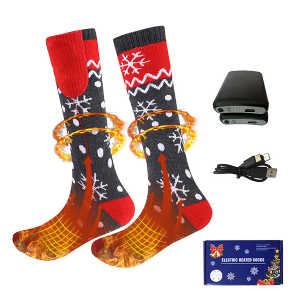 Christmas Winter Heated Socks 5V 5000mAh Rechargeable Socks App Control Temperature Electric Heating Socks For Cycling Skiing
