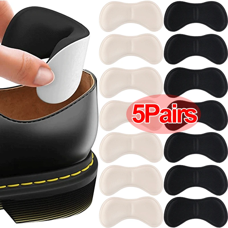 

5Pairs Heel Insoles for Sports Shoes Haigh Heel Inserts Pain Relief Anti-wear Cushion Pad Back Adhesive Shoe Pads Sponge Insole