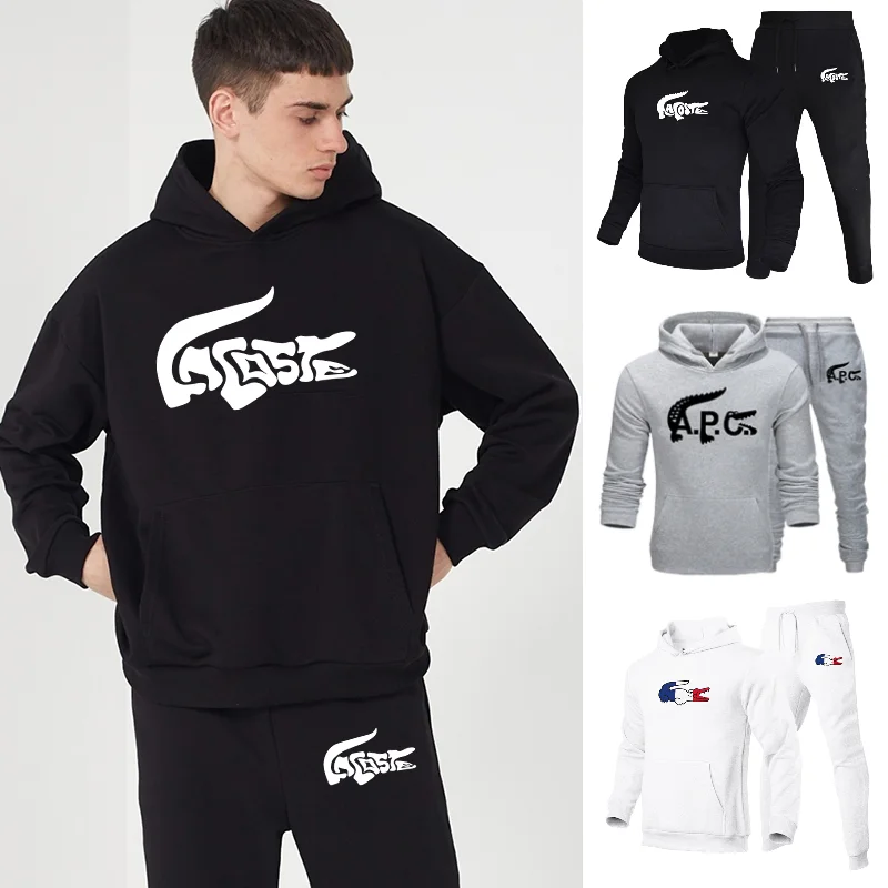 

Men's Tracksuits High Quality Sports Hoodie and Trouser 2 Pcs Casual Hooded Jogging Suits Autumn and Winter Warm Streetwear