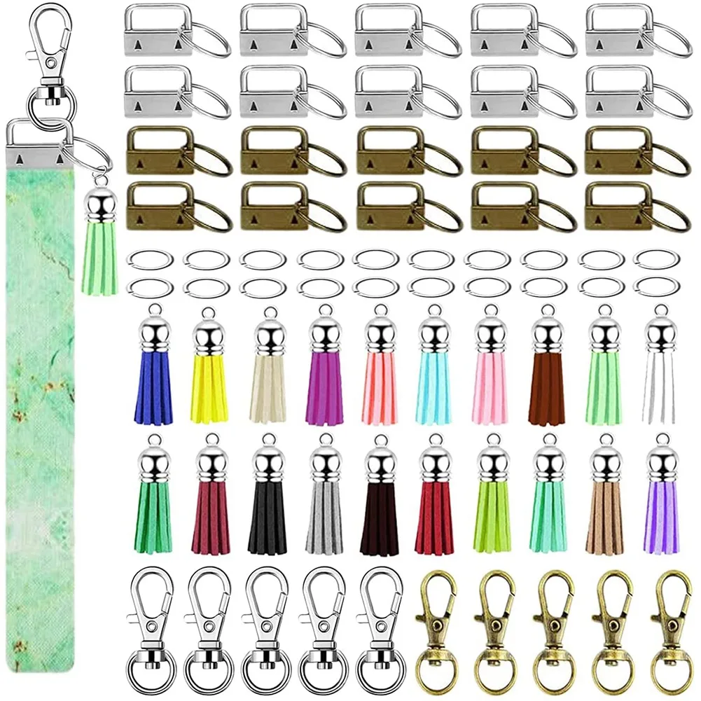 

Key Fob Hardware Set with Tassels, Suitable for All Kinds of Belts, Suitcases, Bags, Ribbons, Handmade Web A