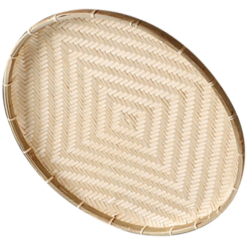 

Dessert Tray Drying Dustpan Round Pastry Woven Basket Eating Food Weaving Bamboo Fruit 42x42cm Editor Chief