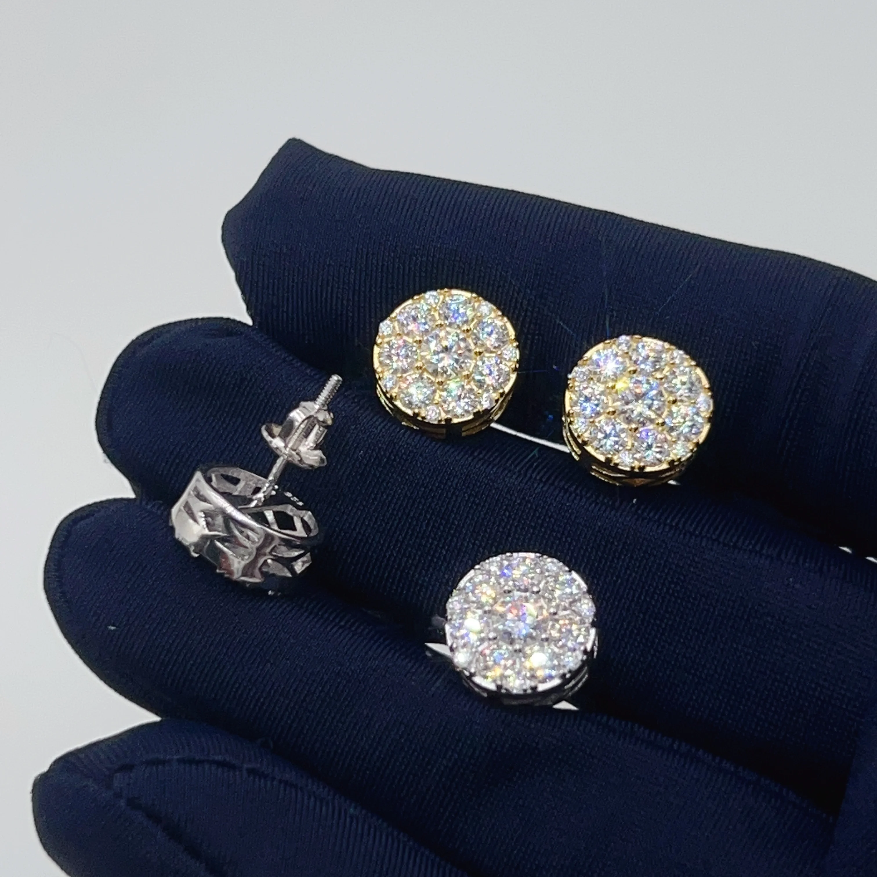 Custom Hiphop Jewelry Pass Diamond Tester 925 Sterling Silver VVS Classic Gold Plated Stud Moissanite Earring