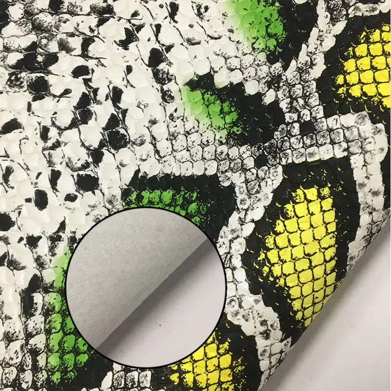 

46*135CM Multicolored Snake Skin Grain Embossed PU Vinyl Printed Faux Leather Fabric Sheet for Shoe/Bag/Wallet/DIY Leatherette