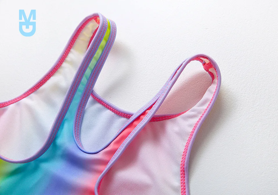 

New Summer Swimwear Children's Infant Kids Baby Girls Cute Sleeveless Backless Rainbow Striped Swimsuit One Piece Beachwear Bath